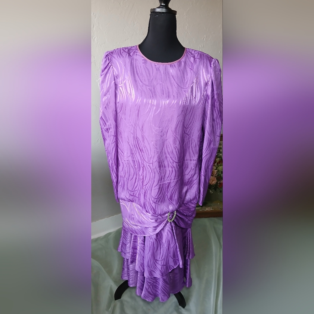 Vintage Roma Notte Dress | Elegent Cocktail Dress | Purple 80s Formal |Size 14